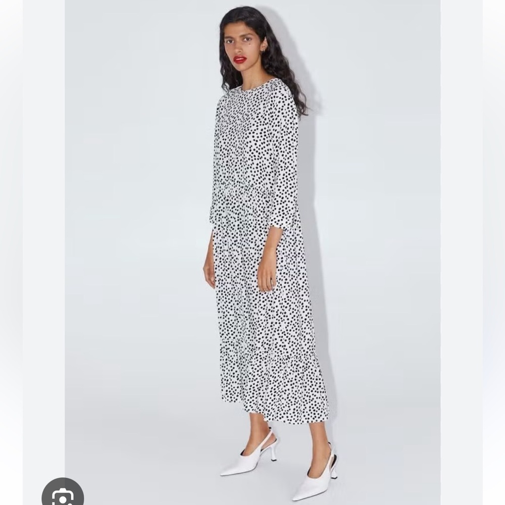 ZARA - Polka Dot Maxi Dress - Black and White